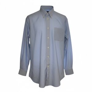 Kenneth Roberts Platinum Light Blue Gingham Button Down Shirt Men's 17 1/2 34/35